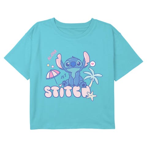 Girl's Lilo & Stitch Aloha Beach Cute Stitch  Graphic T-Shirt