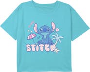 Lilo & Stitch Girls' Aloha Beach Cute Stitch T-Shirt
