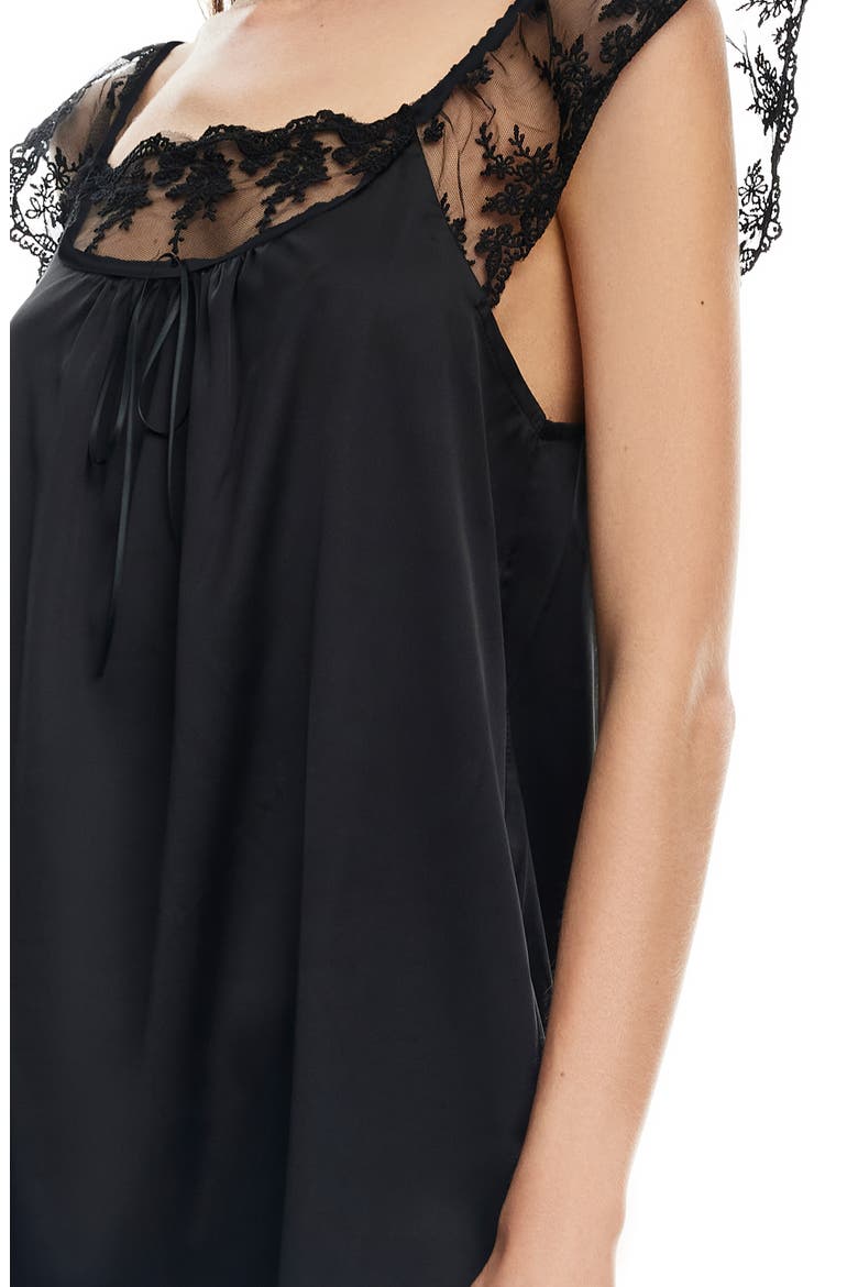 Lace Cap Sleeve Minidress, Alternate, color, OBSIDIAN
