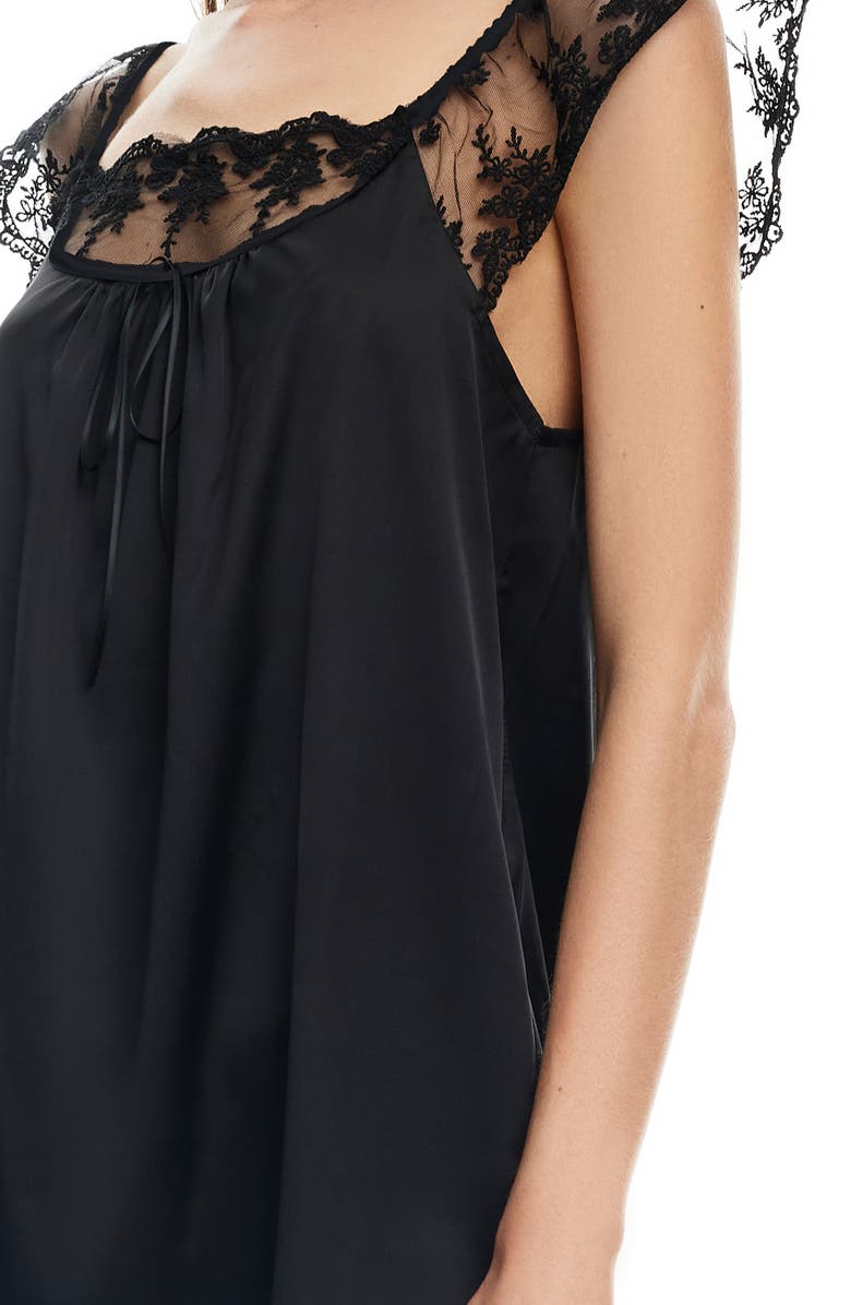 LIONESS Lace Cap Sleeve Minidress, Alternate, color, Obsidian