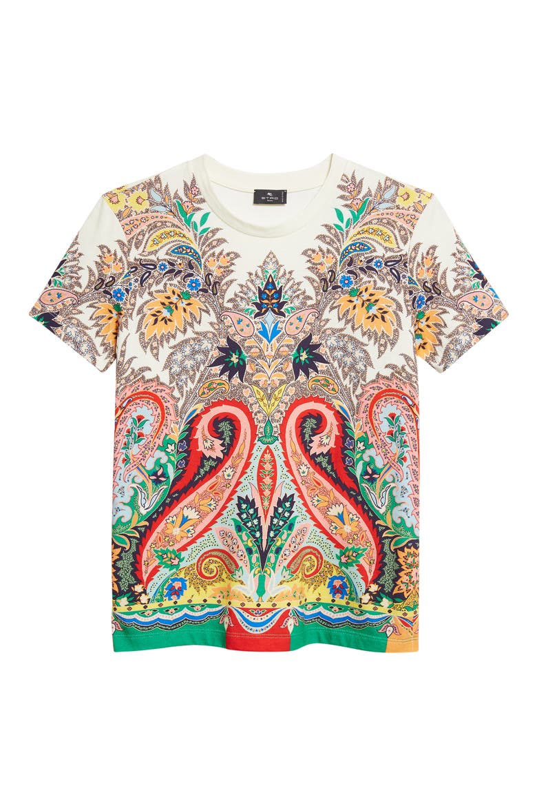 Paisley Print T-Shirt, Alternate, color, PRINT ON WHITE BASE