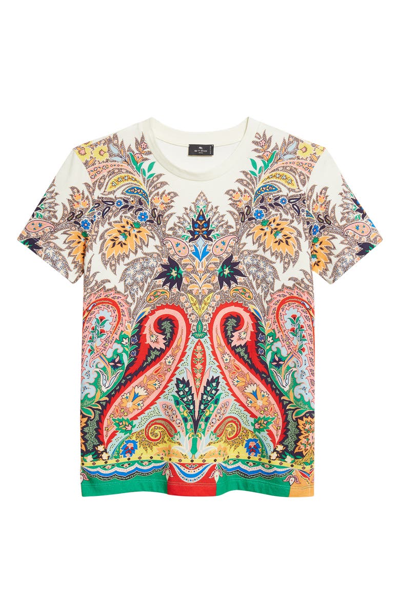 Etro Paisley Print T-Shirt, Alternate, color, Print On White Base