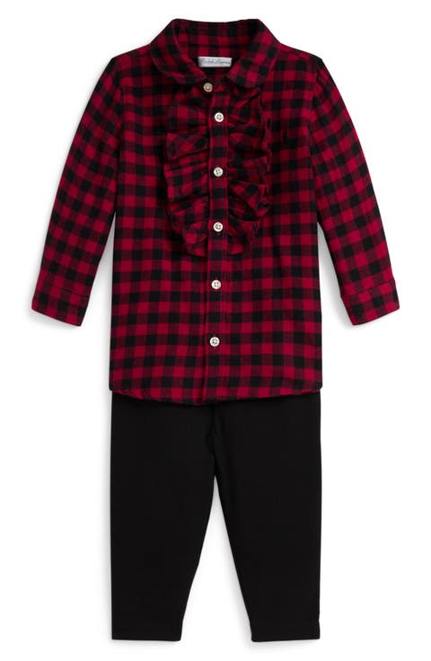 Plaid Cotton Flannel Button-Up Shirt & Leggings Set (Baby)
