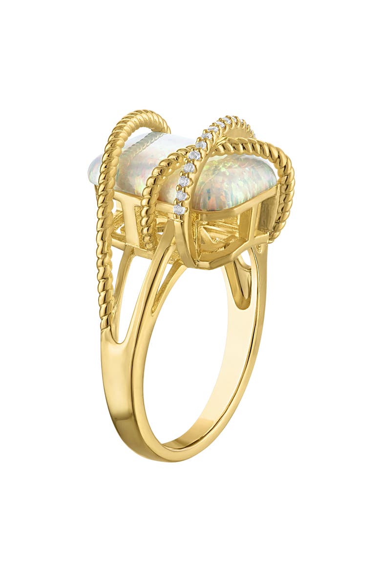Lab Created Opal Statement Ring, Alternate, color, WHITE/ YELLOW GOLD