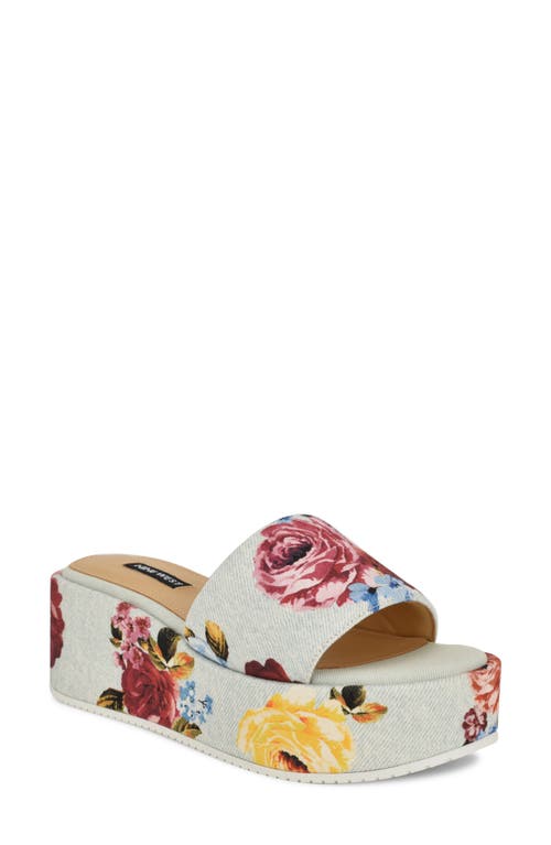 Nine West Copen Platform Sandal In Light Blue