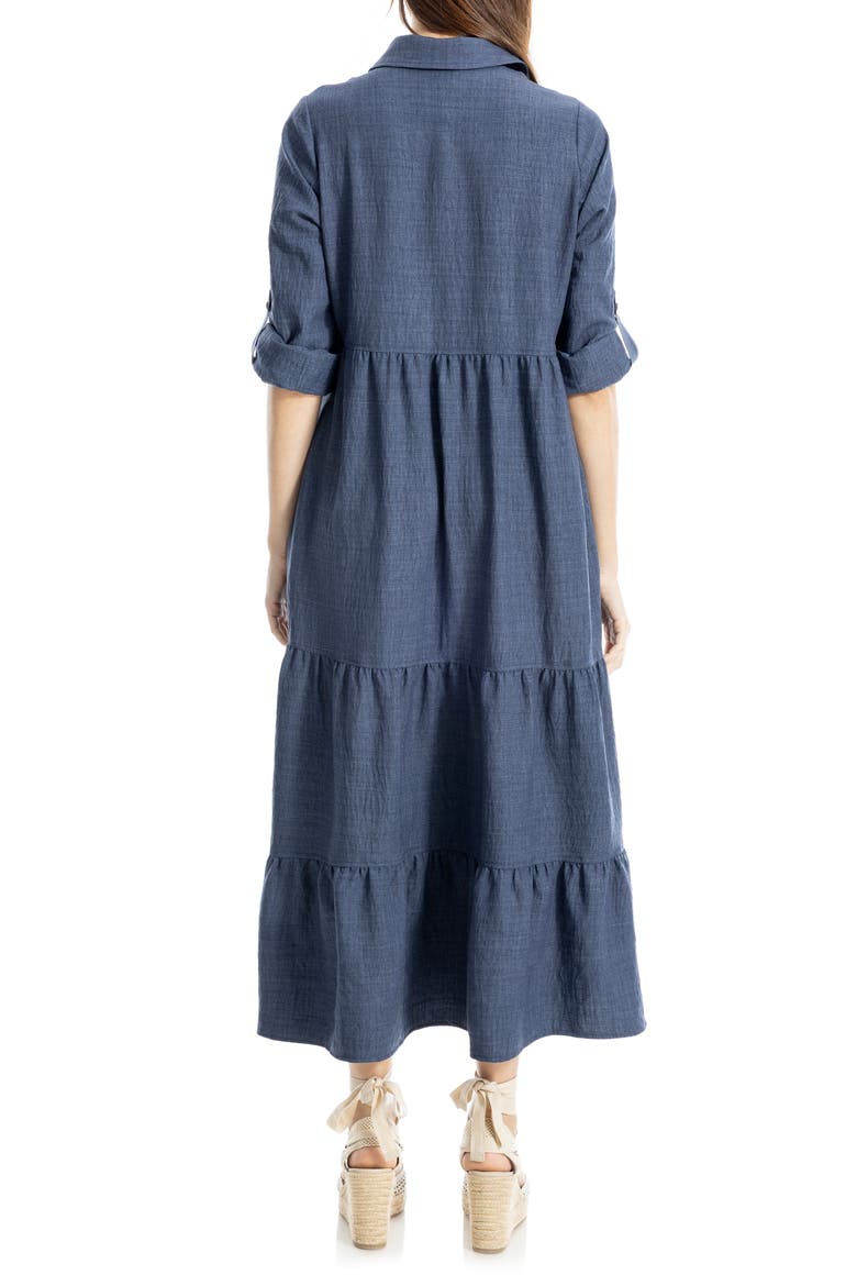 Tiered Long Sleeve Gauze Shirtdress, Alternate, color, HEATHER INDIGO