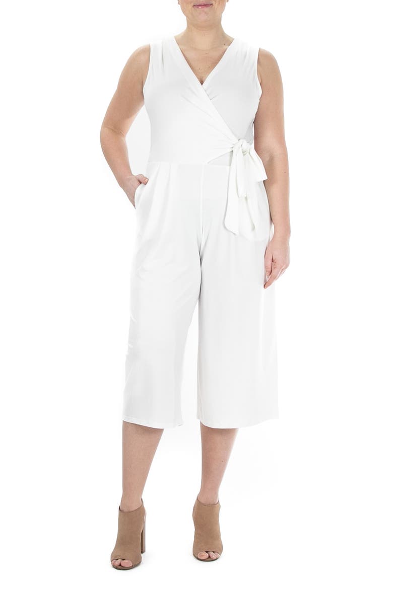 Surplice Wrap Crop Jumpsuit, Main, color, IVORY