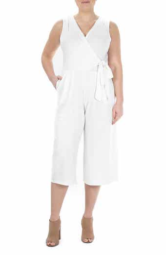 Nina Leonard Surplice Wrap Crop Jumpsuit