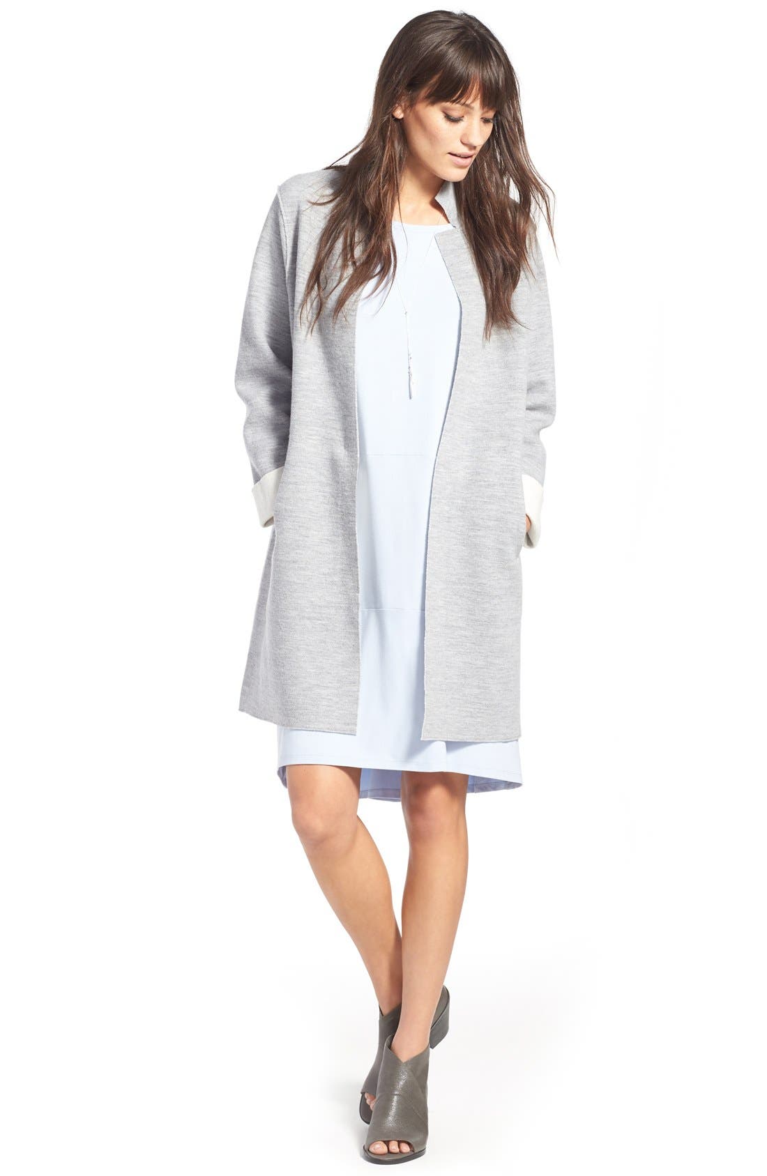 Eileen Fisher 'Ink' Open Toe Block Heel Bootie, Alternate, color, 