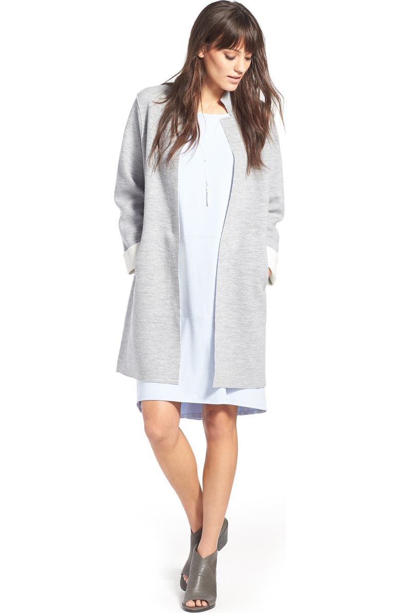 Eileen Fisher 'Ink' Open Toe Block Heel Bootie, Alternate, color,