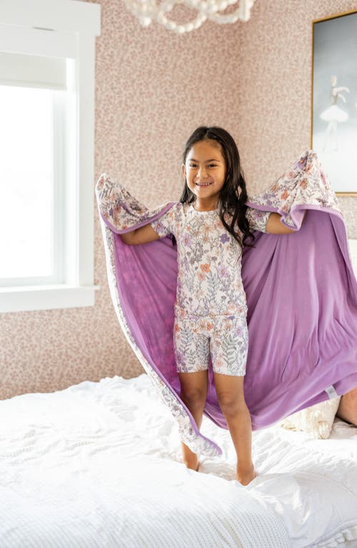Copper Pearl Flora Reversible 3-layer Quilted Blanket In Purple