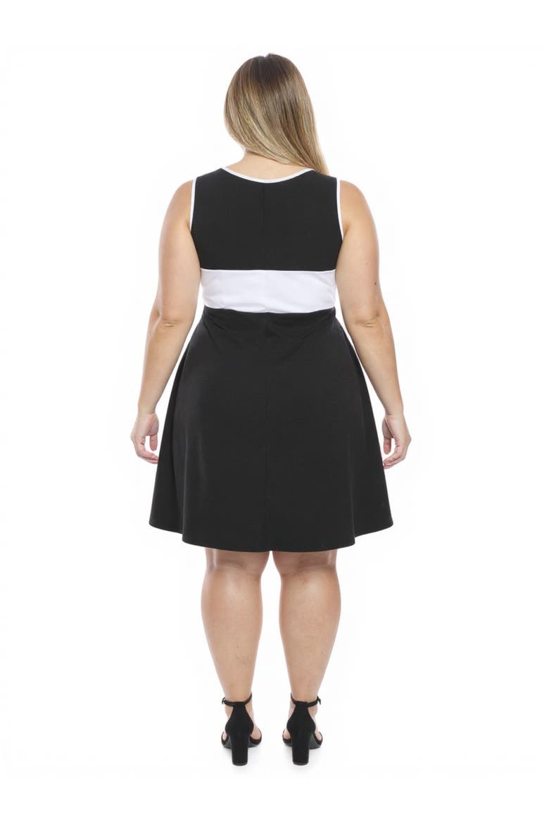 Plus Size Sleeveless Round Neck Knee Length Soft Flare A-Line Dress, Alternate, color, Black