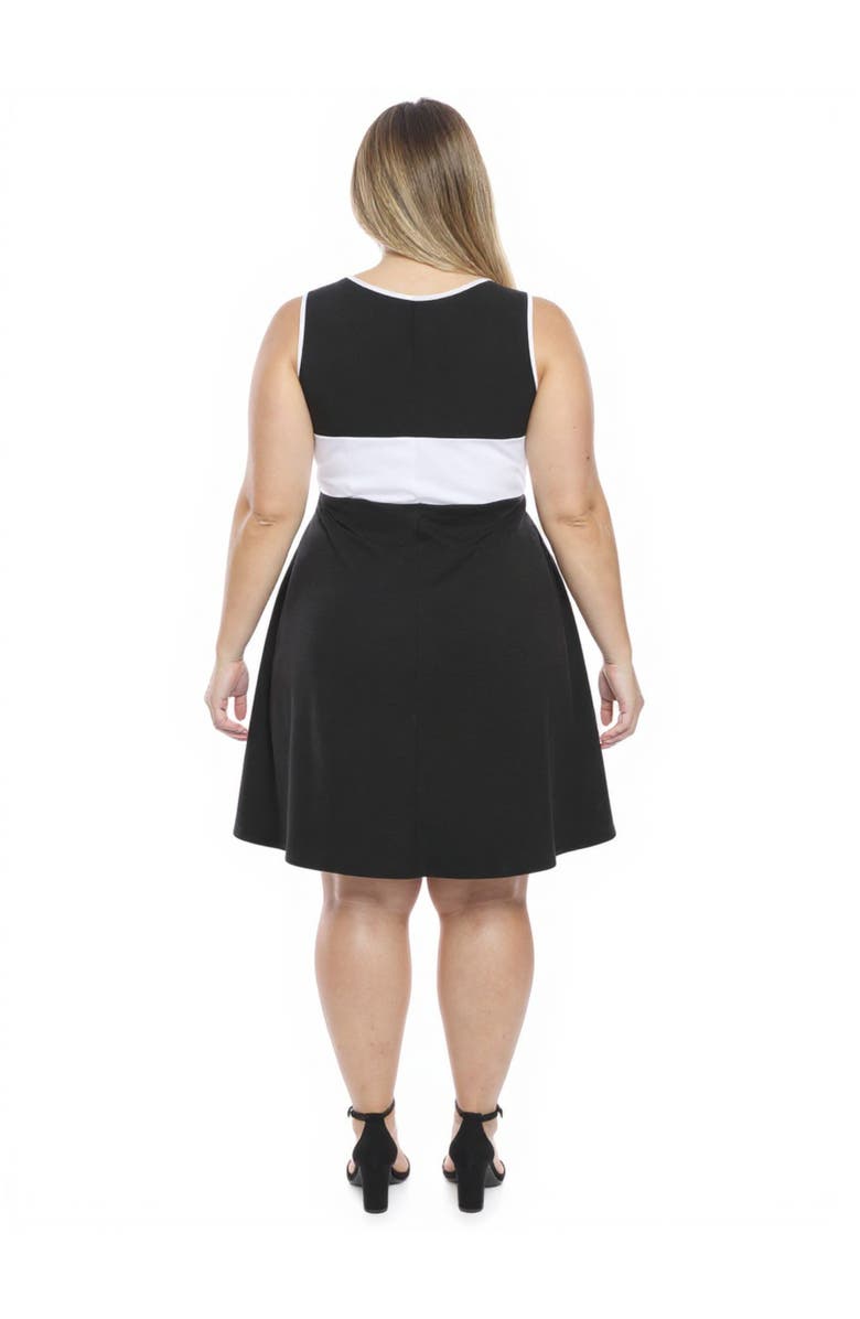 24seven Comfort Apparel Plus Size Sleeveless Round Neck Knee Length Soft Flare A-Line Dress, Alternate, color, Black