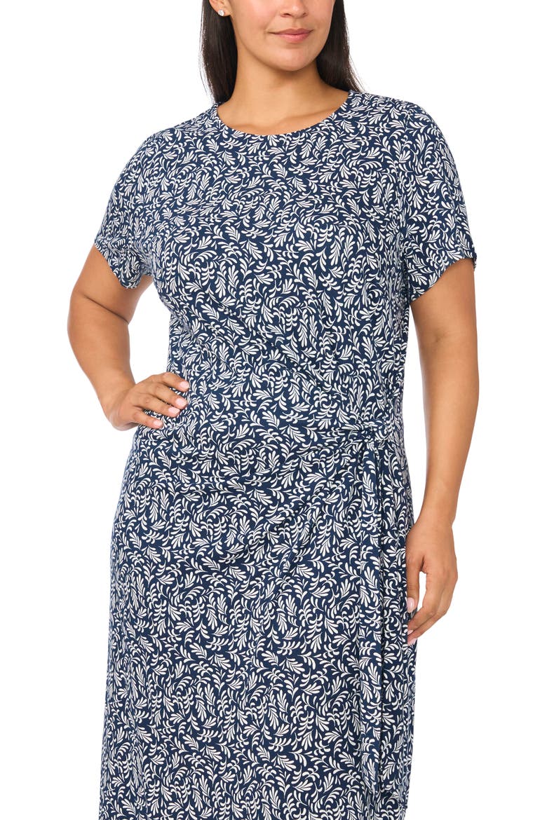 Side Tie Crewneck Midi Dress, Alternate, color, CLASSIC NAVY