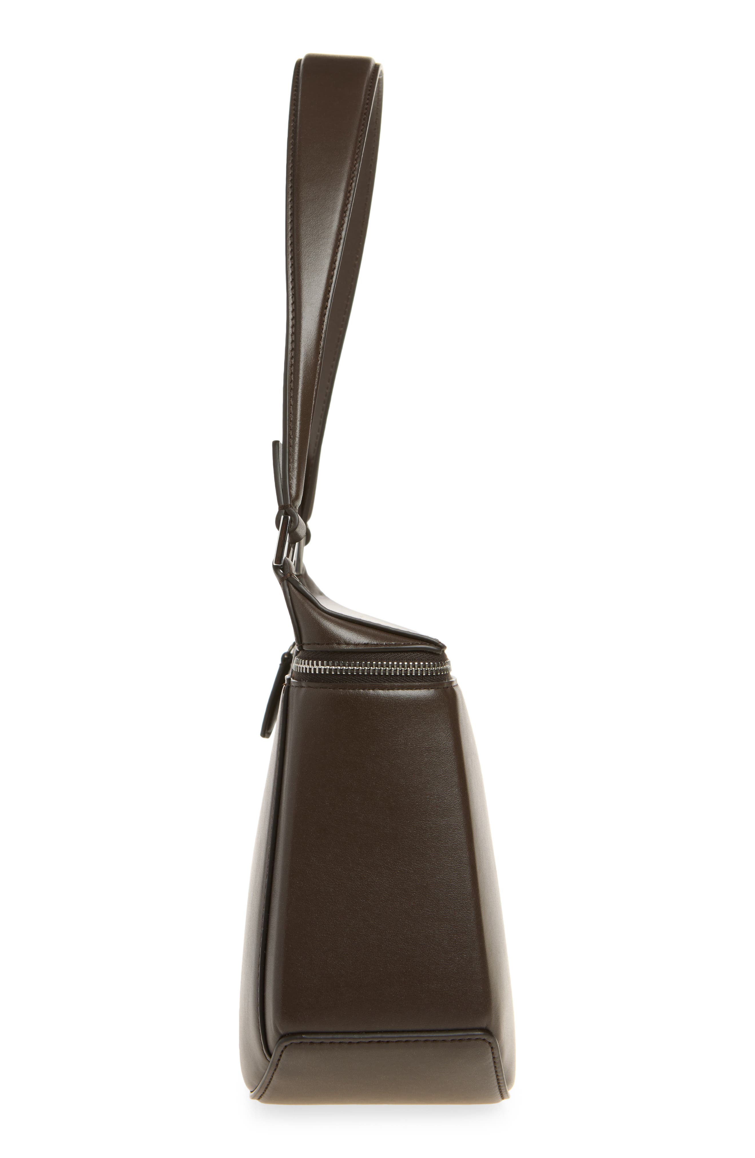 Clip Leather Shoulder Bag, Alternate, color, BROWN