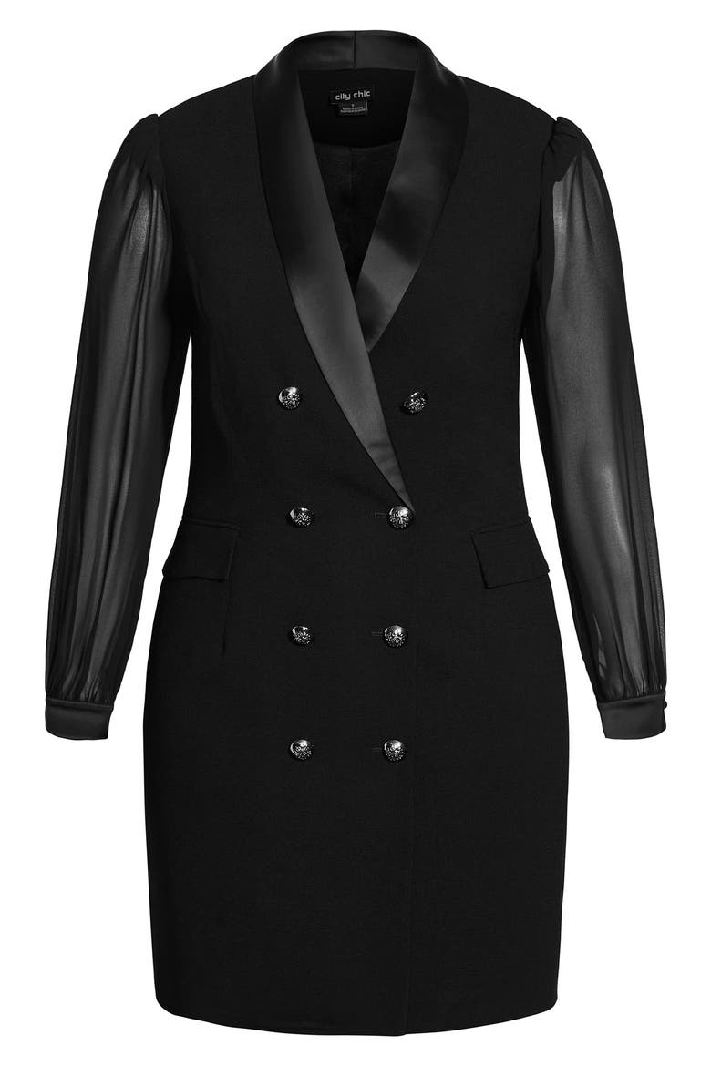 Tuxe Seduction Long Sleeve Dress, Alternate, color, BLACK