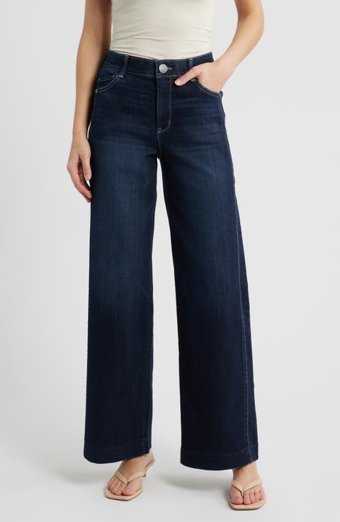 Wit & Wisdom Gracie Skyrise Double Side Seam Wide Leg Jeans (Indigo Artisanal)