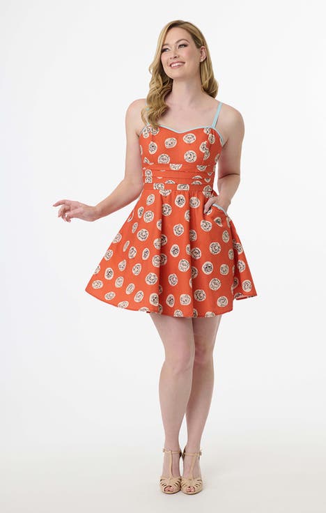 1950s Sleeveless Cotton Flare Dress