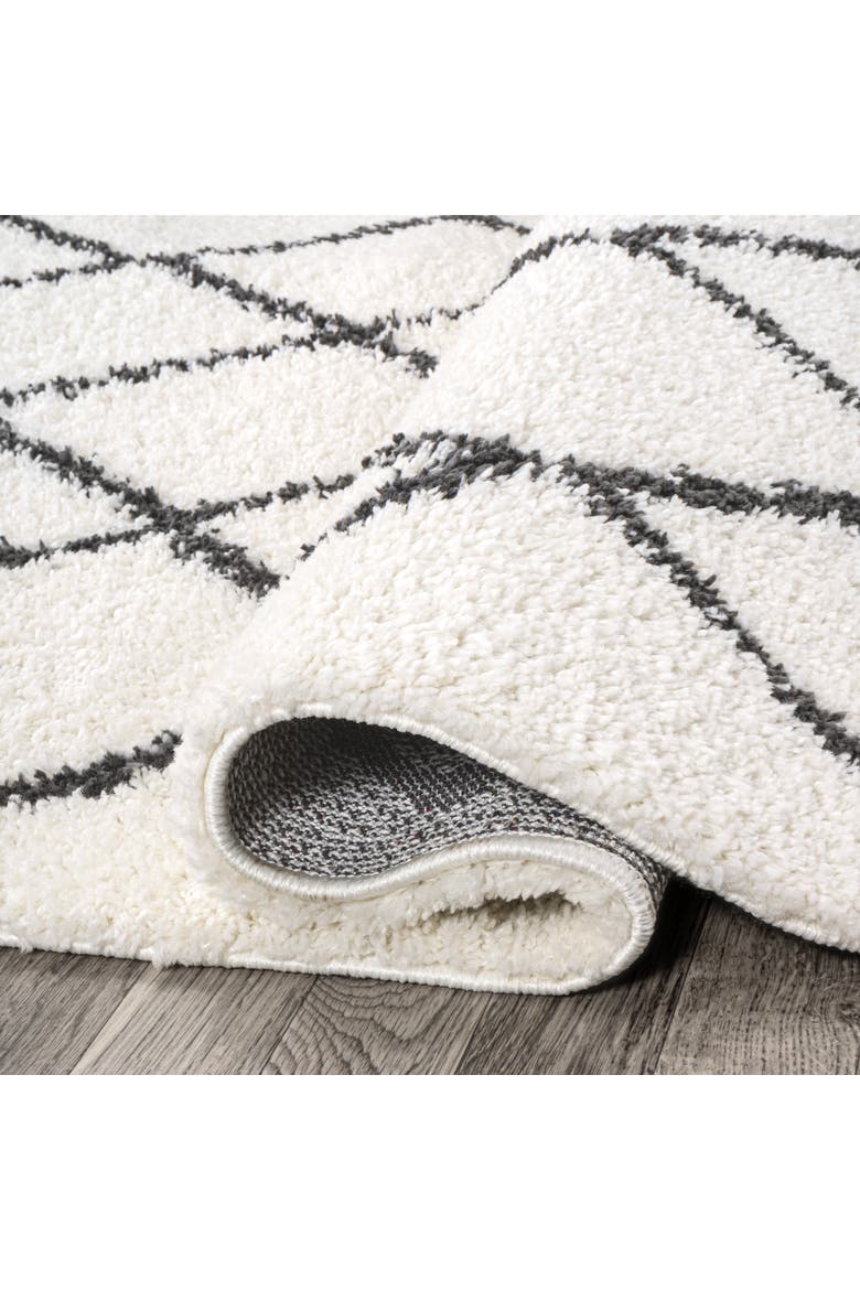 Cami Moroccan Style Diamond Shag Area Rug, Alternate, color, White/Gray