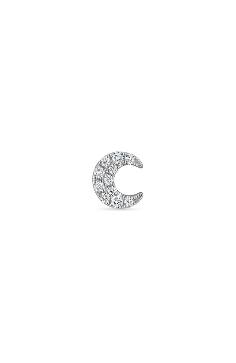 MARIA TASH Diamond Moon Threaded Stud Earring, Alternate, color, White Gold