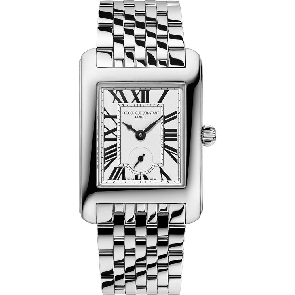 Frederique Constant Classic Carrèe Diamond Leather Strap Watch, 28mm X 25mm In Silverone