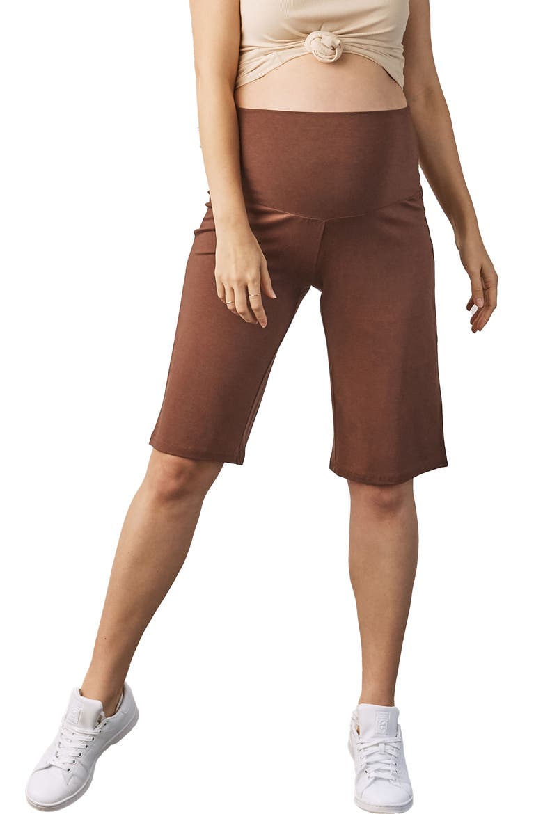 Wide Leg Knit Maternity Shorts, Main, color, BROWN