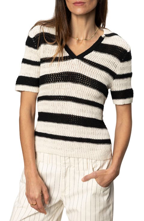 Stripe Cotton Polo Sweater