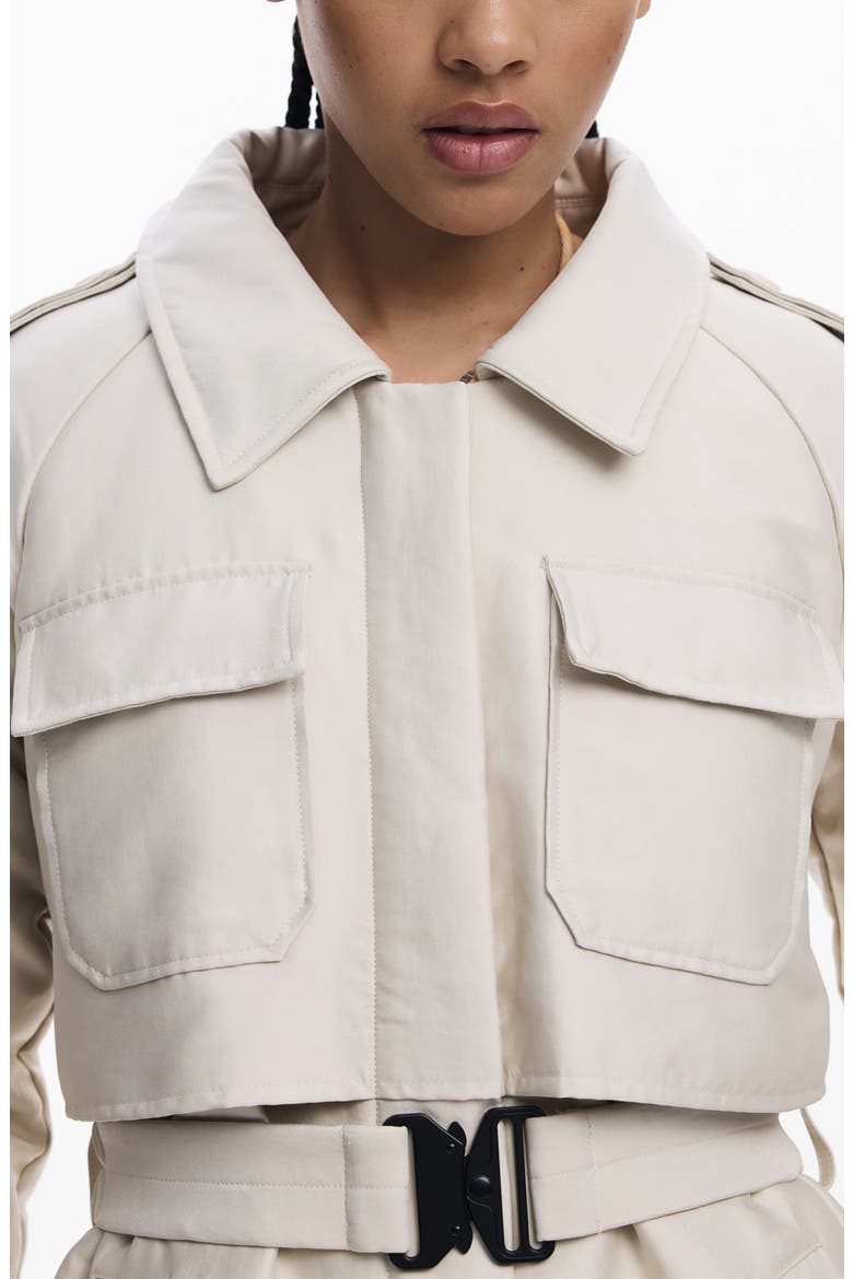 Belted Trench Coat with Removable Hooded Bib, Alternate, color, BEIGE