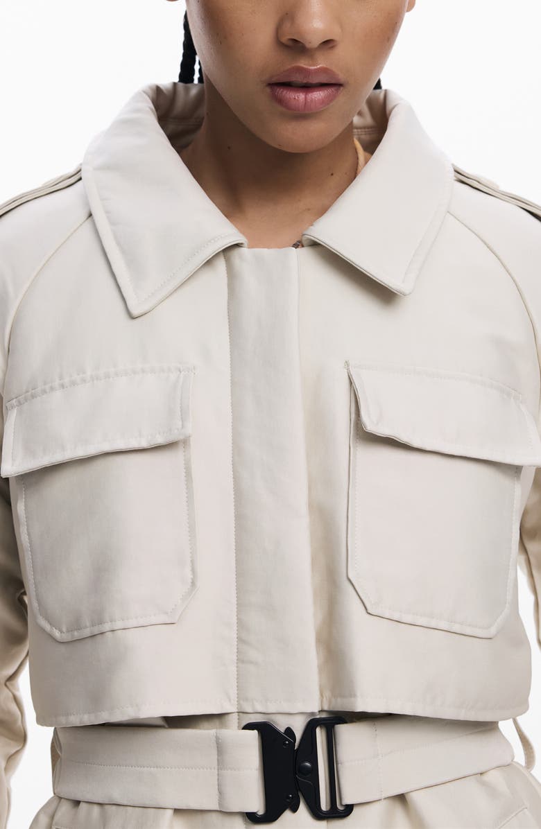 Desigual Belted Trench Coat with Removable Hooded Bib, Alternate, color, Beige