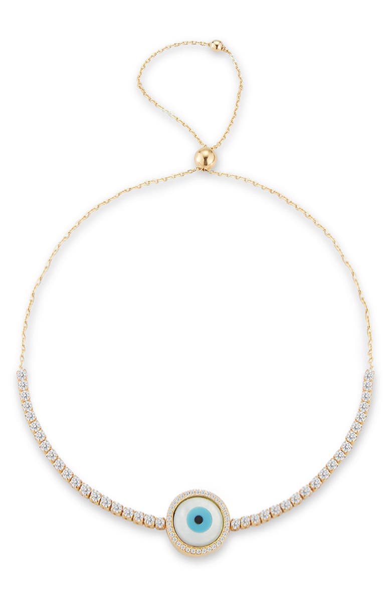 GLAZE JEWELRY Evil Eye Adjustable Bracelet, Main, color, Gold