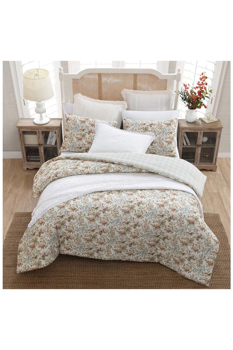 Cotton 3-Piece Comforter & Sham Quilt Set, Alternate, color, PERSIMMON/ WHEAT