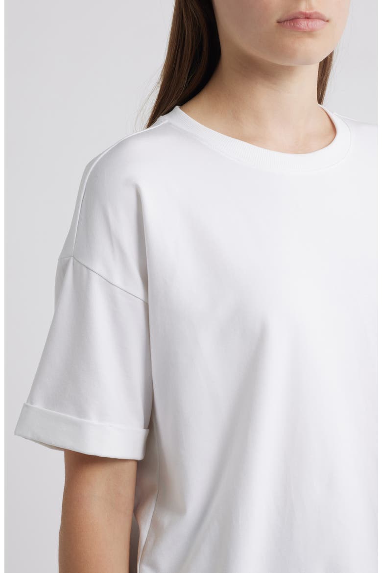 Cuffed Sleeve Cotton Crewneck T-Shirt, Alternate, color, WHITE
