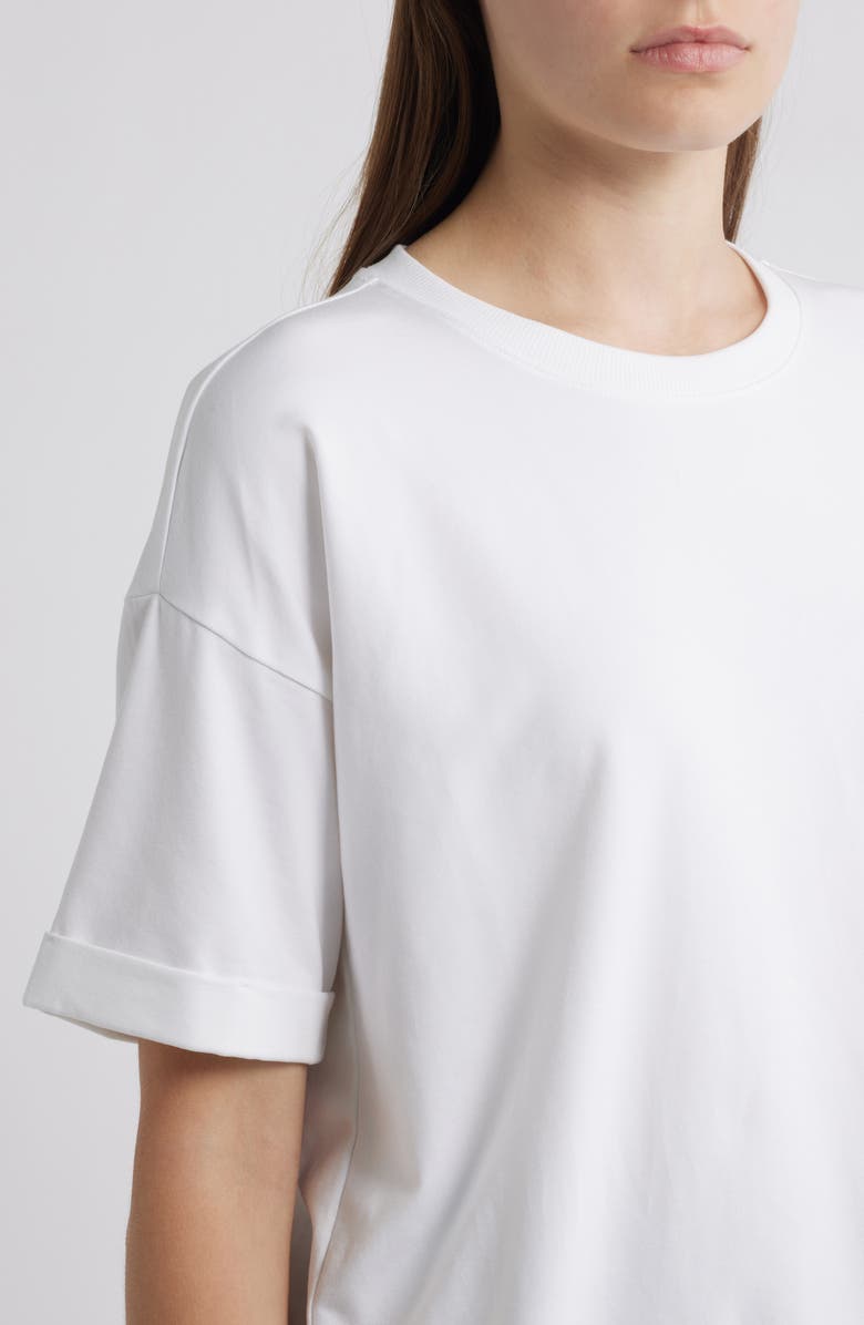 Eileen Fisher Cuffed Sleeve Cotton Crewneck T-Shirt, Alternate, color, White