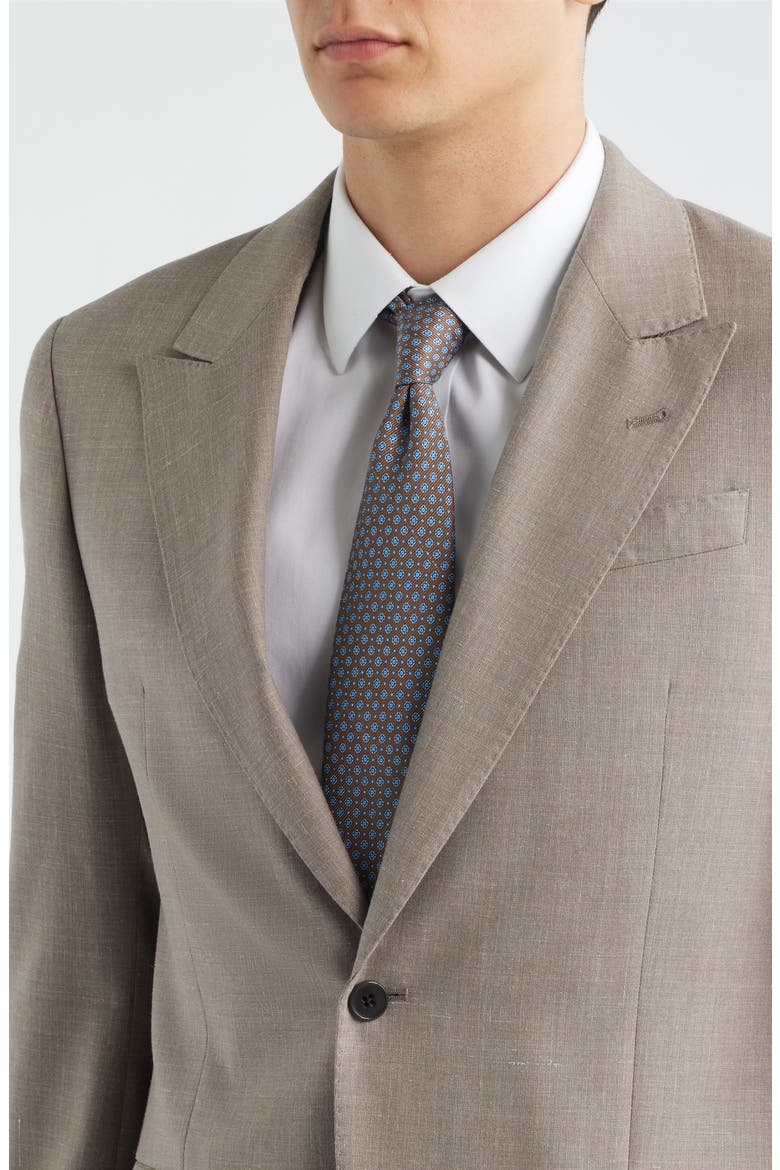 Tan Mélange Wool & Silk Blend Peak Lapel Suit, Alternate, color, TAN