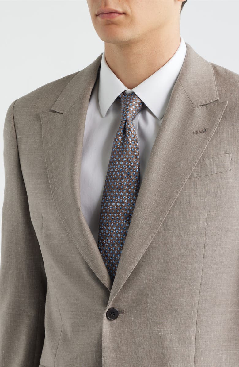Emporio Armani Tan Mélange Wool & Silk Blend Peak Lapel Suit, Alternate, color, Tan