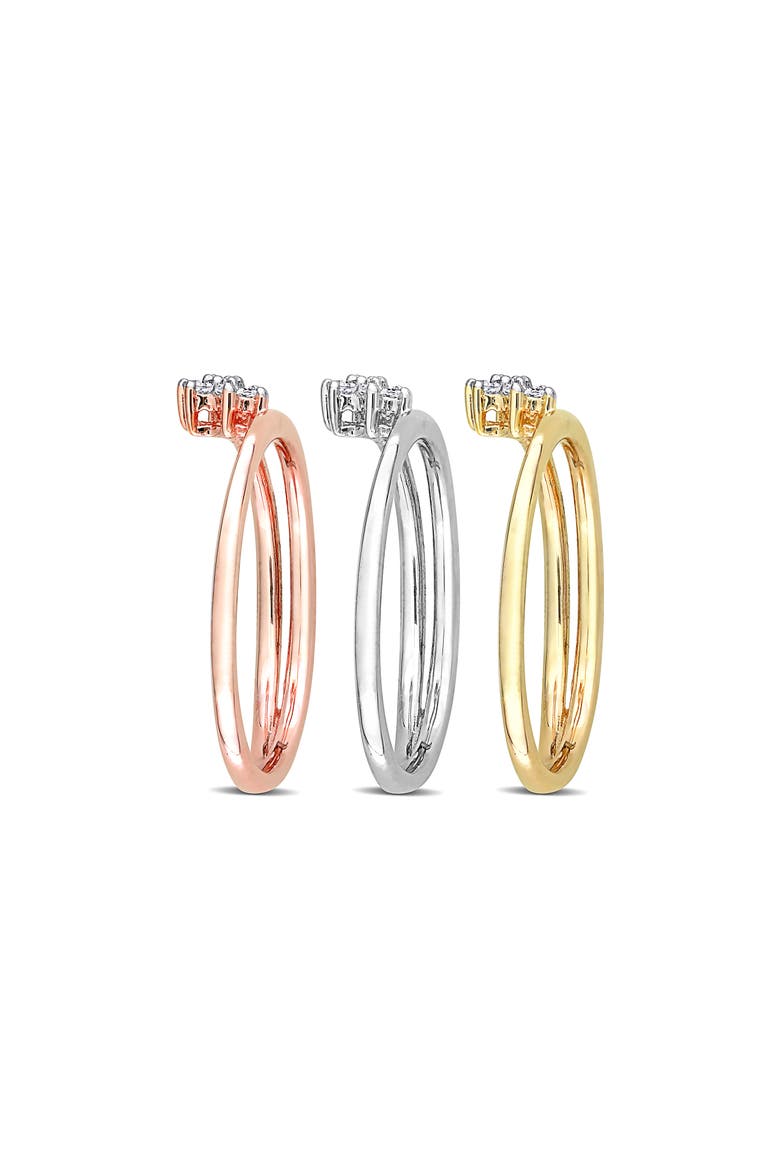 Set Of 3 Floral Diamond Rings - 0.21ct., Alternate, color, WHITE