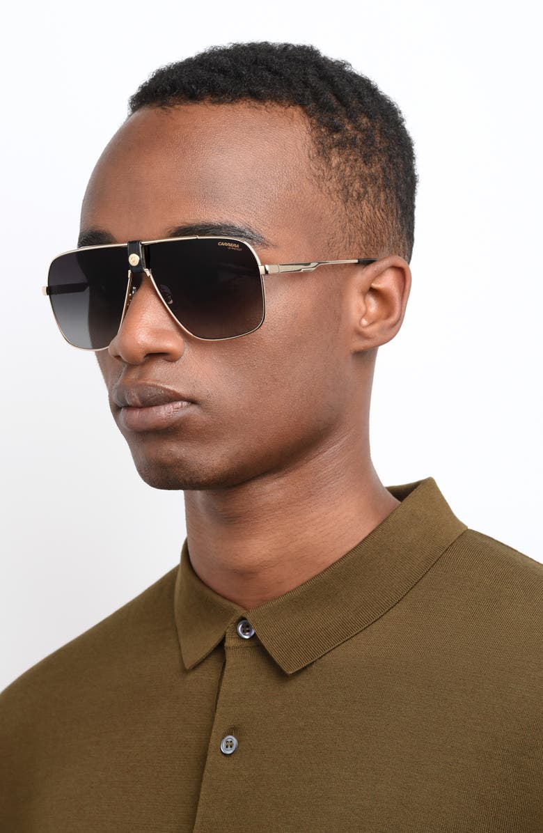 Carrera Eyewear 63mm Polarized Gradient Aviator Sunglasses, Alternate, color, Black Gold