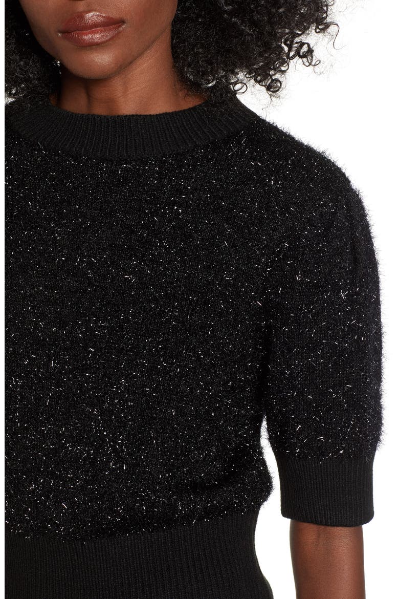 Sparkle Crop Sweater, Alternate, color, BLACK
