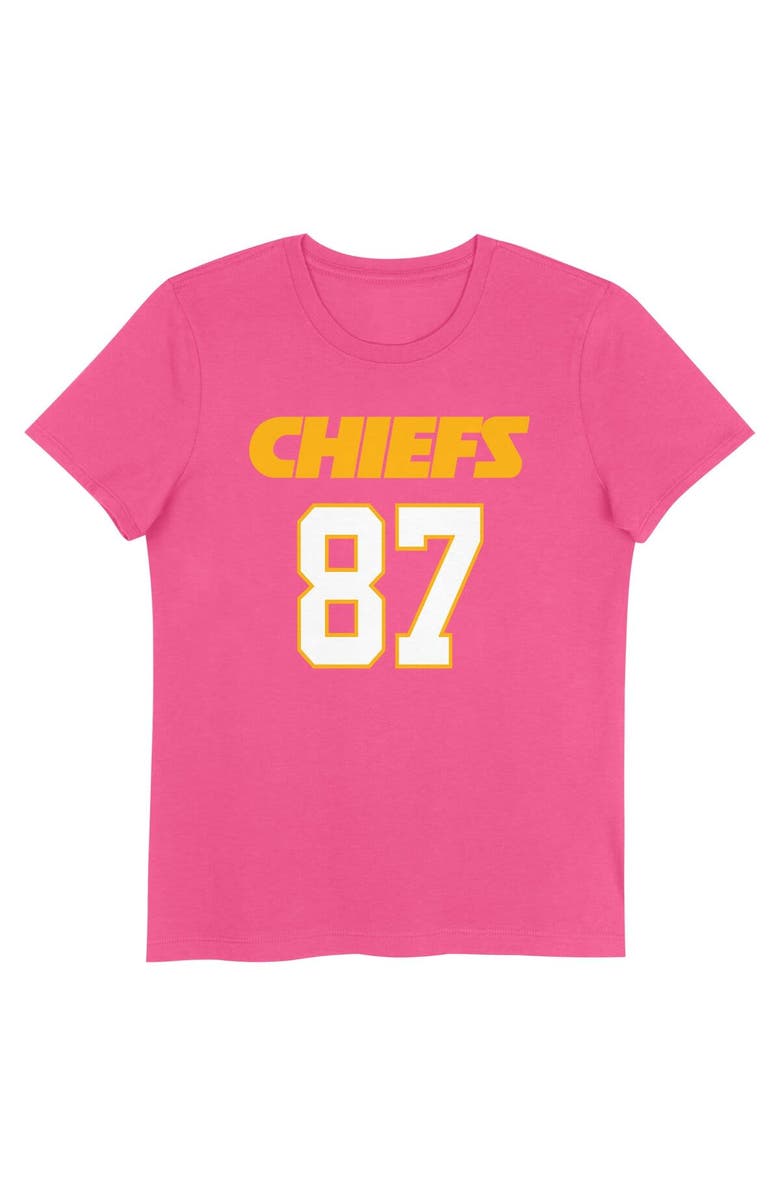 Nike Girls Youth Travis Kelce Pink Kansas City Chiefs Player Name & Number T-Shirt, Alternate, color,
