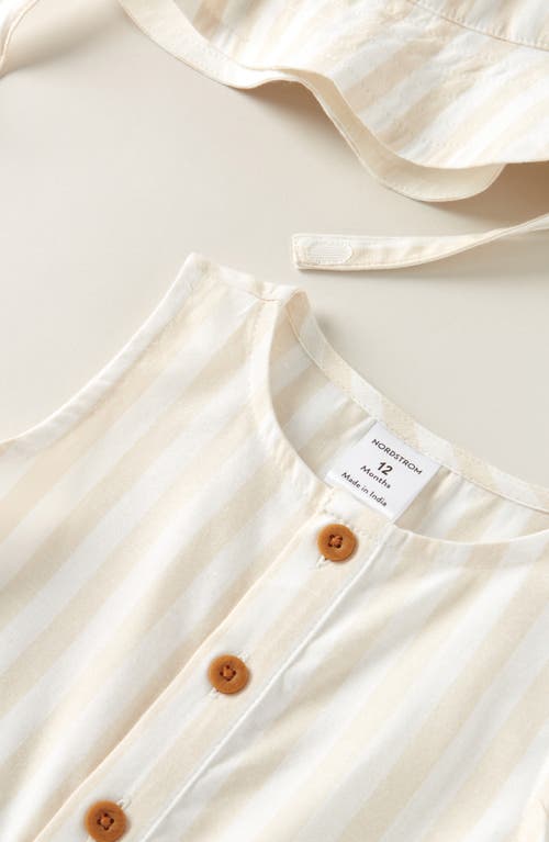 Nordstrom Print Cotton Henley Romper & Hat Set