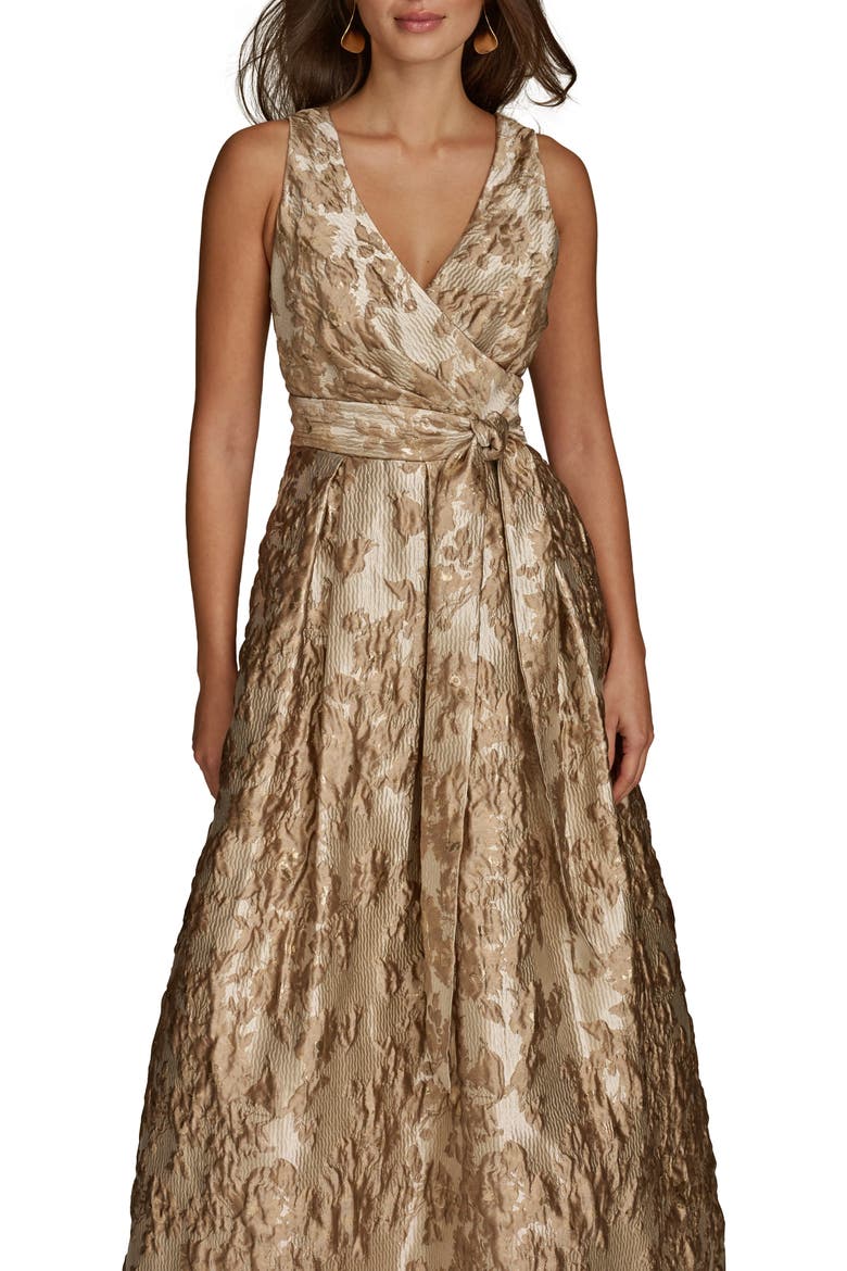 Metallic Jacquard Ballgown, Alternate, color, COPPER