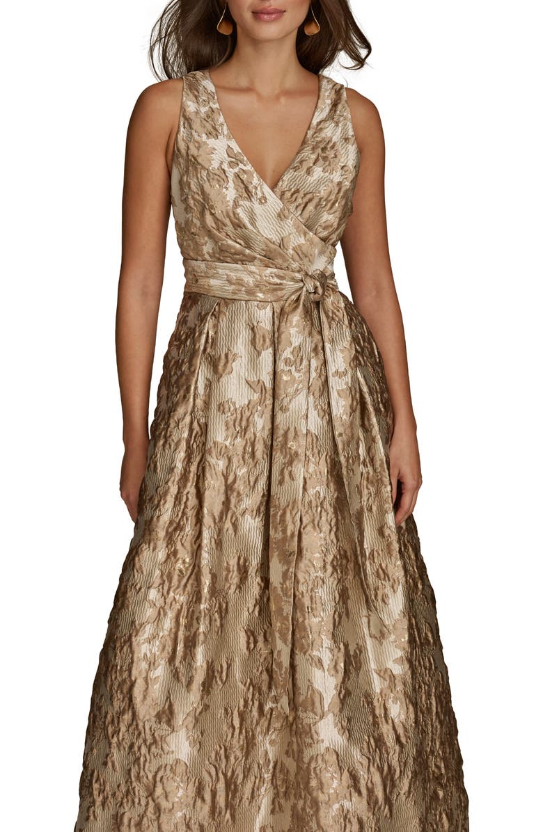 Donna Karan New York Metallic Jacquard Ballgown, Alternate, color, Copper