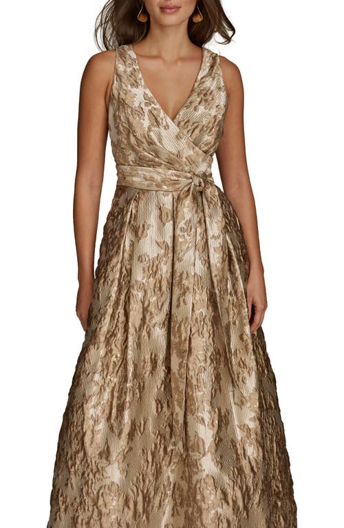 Donna Karan New York Metallic Jacquard Ballgown In Brown