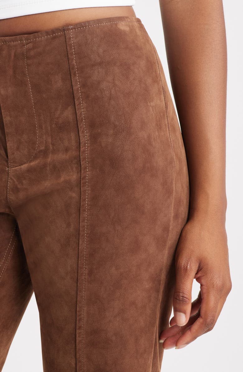 Free People Glow Up Faux Suede Pants, Alternate, color, Shaved Chocolate