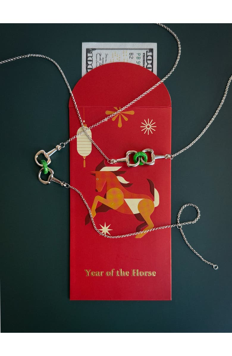 seree Year of the Horse Limited Edition Equestrian Snaffle Bit Necklace, Alternate, color, Green