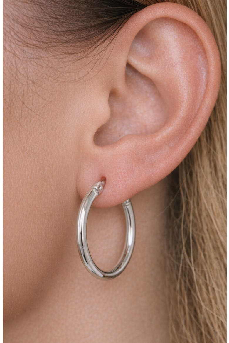 Tubular Hoop Earrings, Alternate, color, SILVER