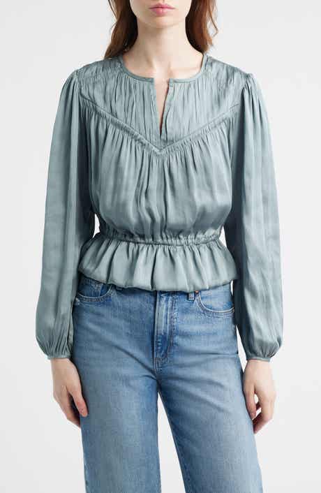 Gansevoort Satin Peplum Top