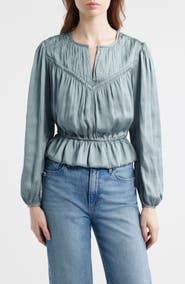 PAIGE Gansevoort Satin Peplum Top
