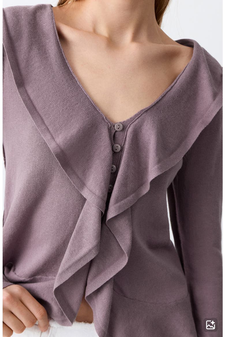 Ruffle Cardigan, Alternate, color, VIOLET
