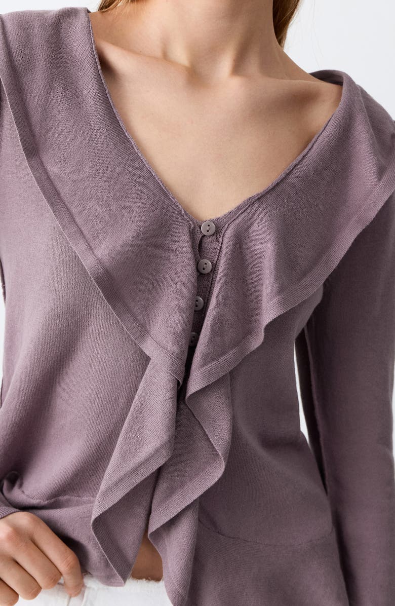 MANGO TEEN Ruffle Cardigan, Alternate, color, Violet